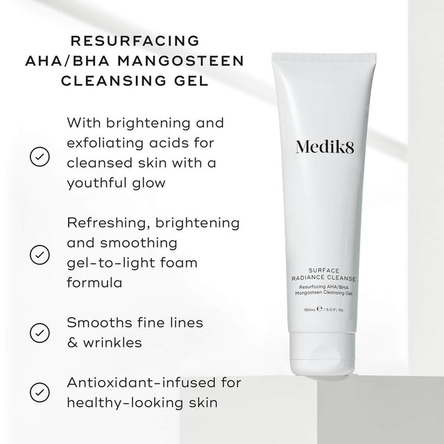 Medik8 Surface Radiance Cleanse 150ml – AHA/BHA Brightening Gel Cleanser