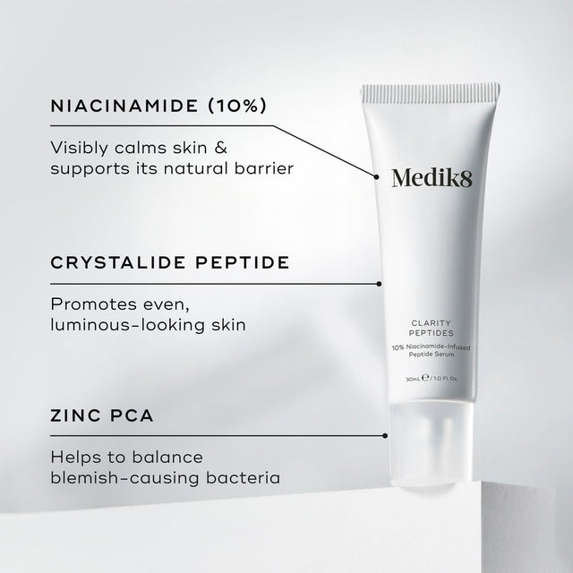 Medik8 Clarity Peptides Serum 30ml – Niacinamide Blemish Control & Brightening Serum