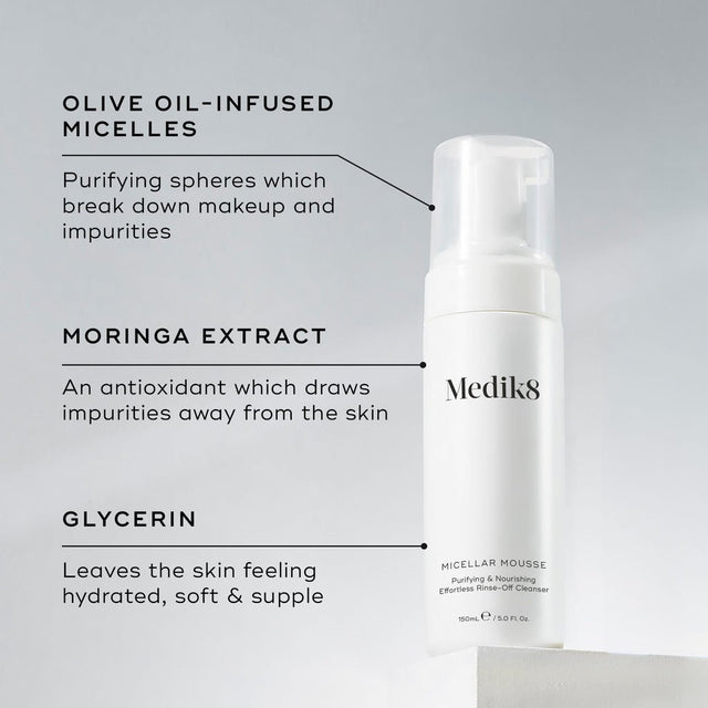 Medik8 Micellar Mousse 150ml – Gentle Whipped Cleansing Mousse for All Skin Types