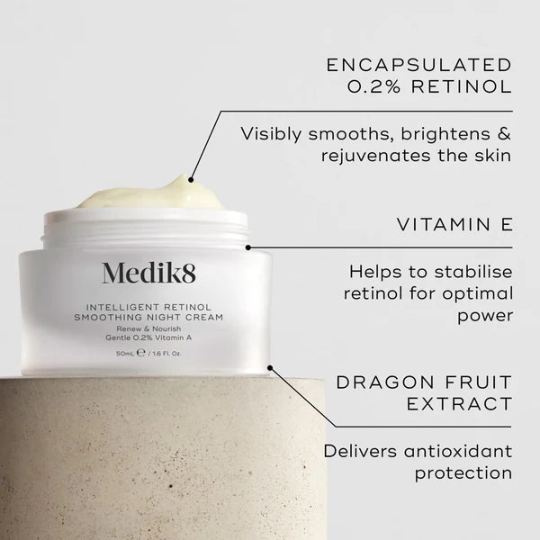 Medik8 Intelligent Retinol Smoothing Night Cream 50ml – 2-in-1 Retinol & Antioxidant Night Moisturiser