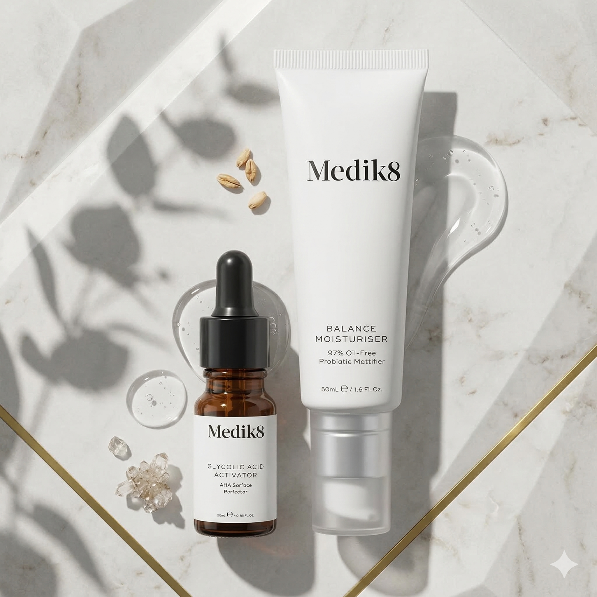 Medik8 Balance Moisturise & Glycolic Acid Activator 50ml – Mattifying Moisturiser & AHA Treatment
