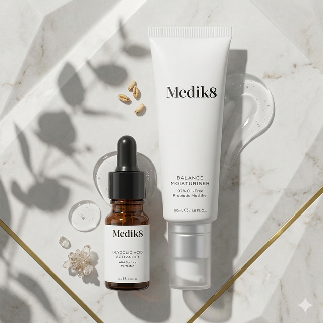 Medik8 Balance Moisturise & Glycolic Acid Activator 50ml – Mattifying Moisturiser & AHA Treatment