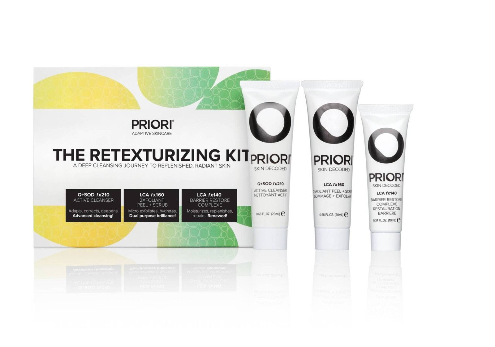 Priori THE RETEXTURIZING KIT (Active Cleanser, Barrier Restore, 2xfoliant) 20/10/20 ML