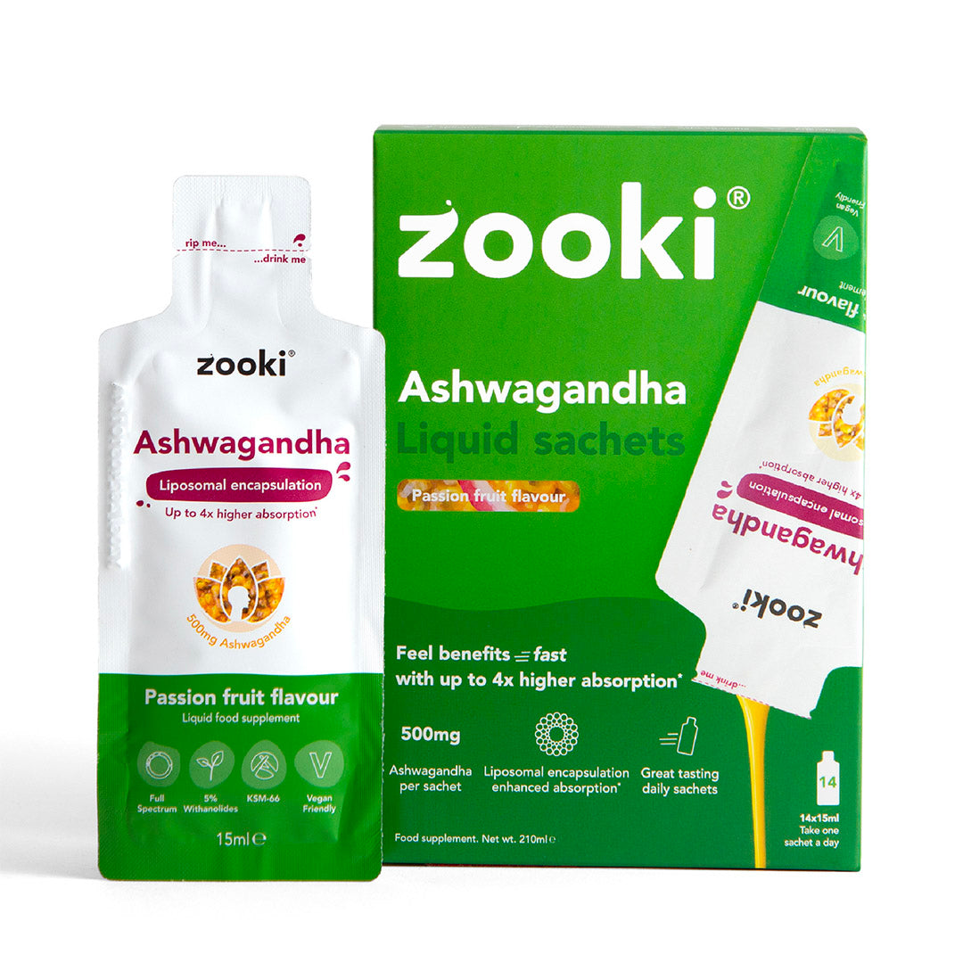 Zooki Liposomal Ashwagandha KSM-66 Passion Fruit liquid sachets