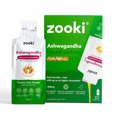Zooki Liposomal Ashwagandha KSM-66 Passion Fruit liquid sachets