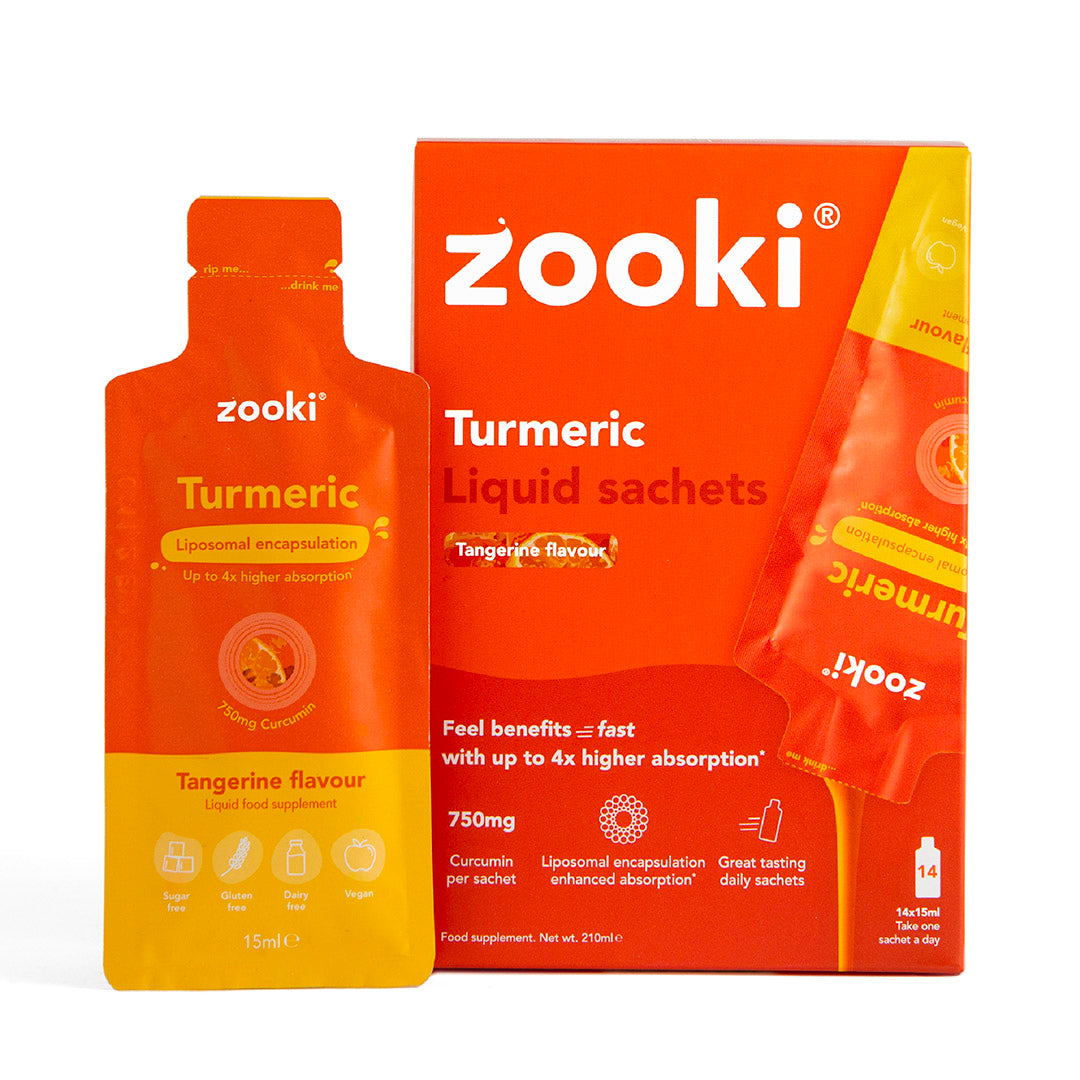 Zooki Liposomal Turmeric 750mg Curcumin Tangerine liquid sachets