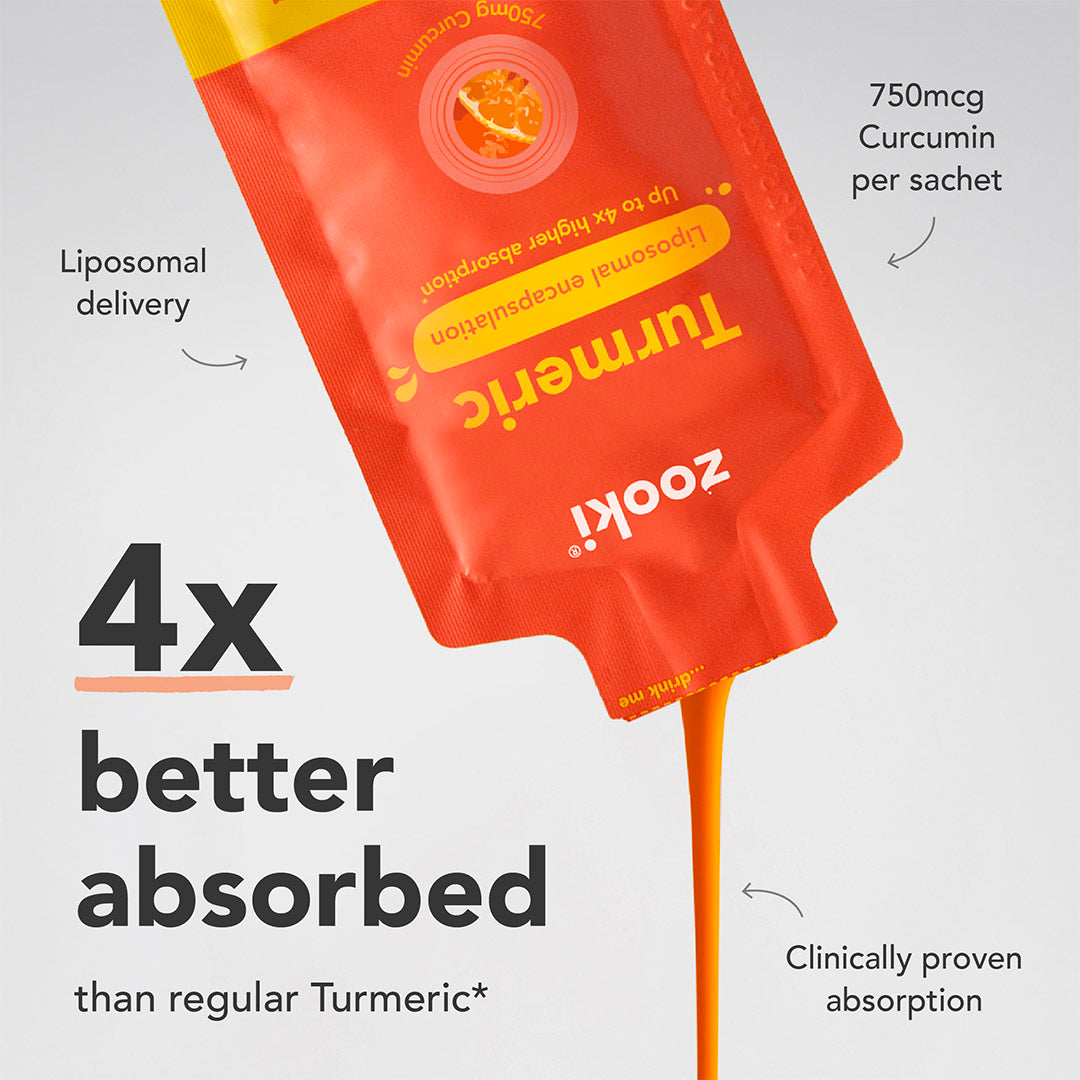 Zooki Liposomal Turmeric 750mg Curcumin Tangerine liquid sachets