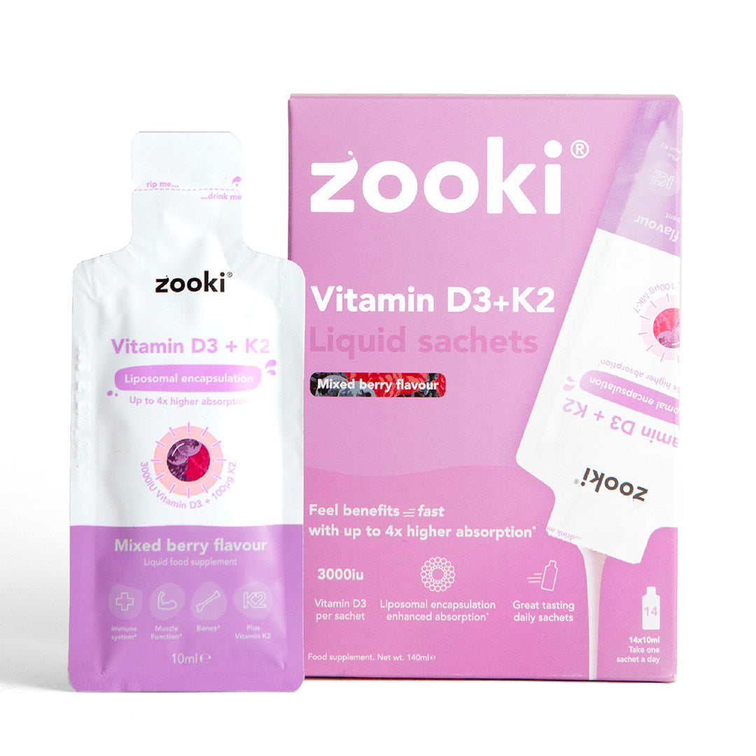 Zooki Liposomal Vitamin D3 + K2 3,000iu Mixed Berry liquid sachets