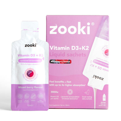 Zooki Liposomal Vitamin D3 + K2 3,000iu Mixed Berry liquid sachets