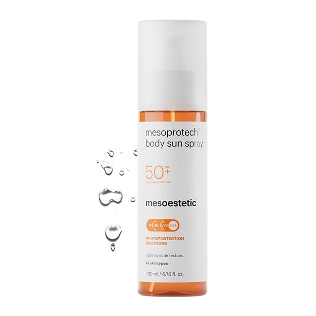 mesoestetic mesoprotech body sun spray SPF50+ 200ml, invisible finish body sunscreen